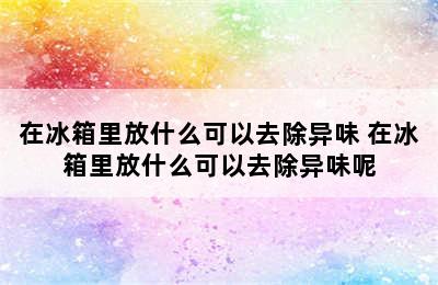 在冰箱里放什么可以去除异味 在冰箱里放什么可以去除异味呢